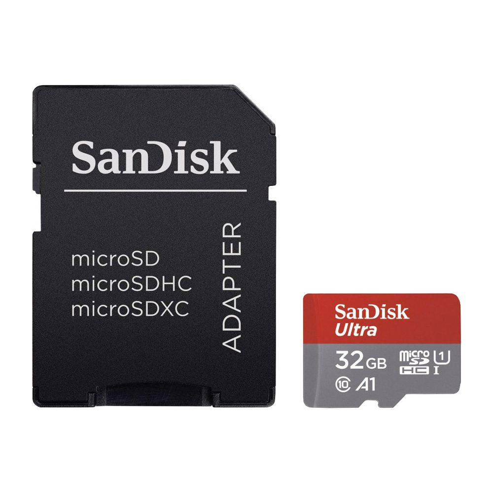 Sandisk Ultra 32GB Class 10 UHSI A1 microSD kaart met SDkaart adapter SDSQUAR032GGN6MA